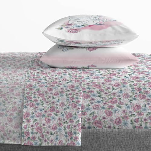 Jay Franco Kids Sheet Set with Fitted, Flat Sheets & Pillow Cover - Ultra-Soft Bedding with Pillowcase for Room Decor, Pink - Disney Princess, 4 Piece Full Jay Franco