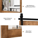 Tangkula Farmhouse Wall Mirror, Rustic Bathroom Mirror with Wood Frame and Metal Bracket, Wall Mounted Barn Door Mirror for Living Room Bathroom, 22 x 30 Inch Tangkula