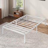 Allewie Twin Bed Frame, 12 Inch Metal Platform Beds with Storage Space, No Box Spring Required and Easy Assembly, White Allewie
