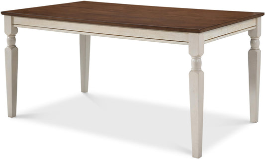 Finch Provence Farmhouse Table, Two-Toned Wood with Turned Legs, Traditional Rustic Furniture Decor for Kitchen or Dining Room, 60" Inch Tabletop, White, 60D x 35.86W x 29.72H in - WoodArtSupply