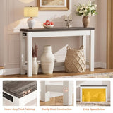 Cyclysio 47" Console Tables for Entryway, Narrow Console Tables for Living Room, Behind Couch Table, Sturdy Wood Support Hallway Table with 3AC+2USB Charging‌ Station, Oak Cyclysio