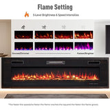 RELAX4LIFE 68" Recessed and Wall-Mounted Electric Fireplaces - Electric Fireplace Inserts with Remote Control, 1-8 Hours Timer, Touch Screen, 12 Adjustable Flames, 5 Speeds, 750/1500W Wall Fireplace RELAX4LIFE