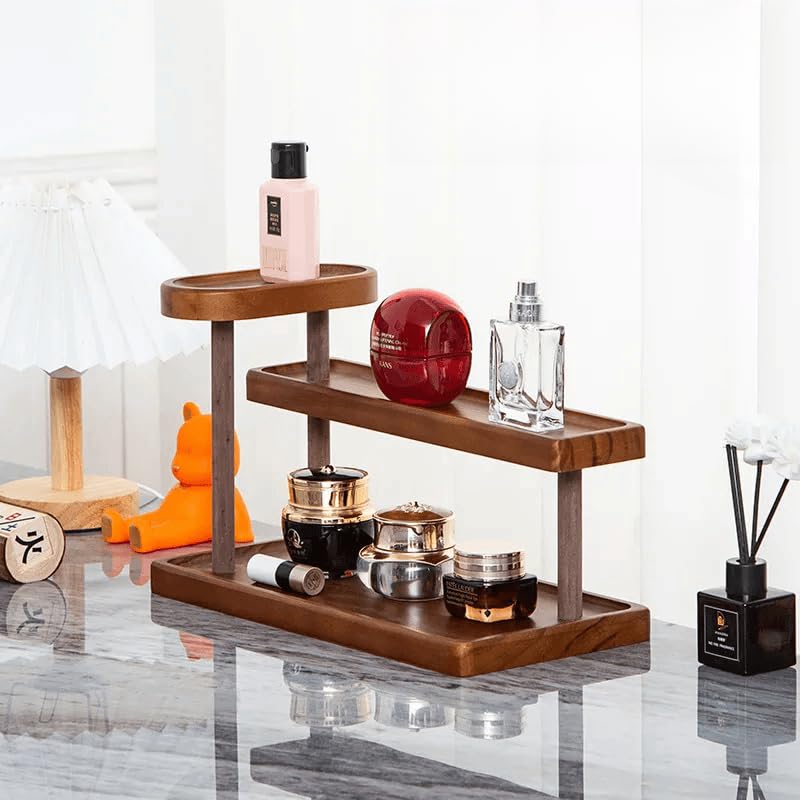 Piegricdiat Bathroom Countertop Organizer,Vanity Organizer and Storage for Cosmetic Skincare Perfume, Ideal Storage Solution for Perfumes, Cosmetics, Spices, Handmade Toys, Office Supplies. (Brown) Piegricdiat