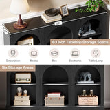 Tribesigns Farmhouse Console Table, 63-Inch Long Entryway Table with 3 Tier Storage, Wooden Rectangular Sofa Table Behind The Couch for Entrance, Hallway, Living Room, Black Tribesigns