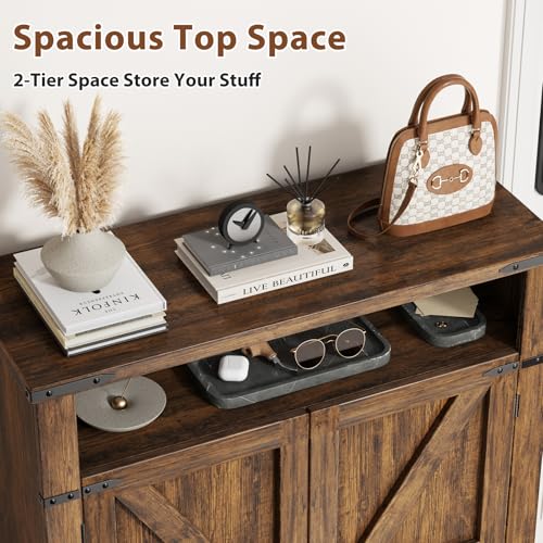 ALLSTAND 6-Tier Shoe Cabinet with Doors, Entryway Shoe Rack Wooden Shoe Storage Cabinet with Adjustable Shelves & Anti-tip Fitting, Farmhouse Shoe Cabinet Storage for Entryway, Living Room, Closet ALLSTAND