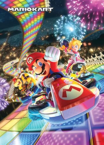 Mario Kart “Rainbow Road” 1,000 Piece Jigsaw Puzzle | Collectible Super Mario Puzzle Artwork Featuring Mario, Princess Peach, and Bowser | Officially-Licensed Nintendo Puzzle & Merchandise