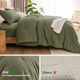 PHF Soft Waffle Comforter Set King Size- Comfy Breathable Waffle Weave Comforter with 2 Pillow Shams, 3 Pieces Less Snagging Lightweight Textured Bedding Set for All Season, Olive Green PHF