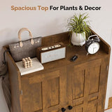 Aivermeil Farmhouse Shoe Cabinet with Doors, 6-Tier Wooden Shoe Organizer with Adjustable Shelves, Entryway Storage Cabinet, Rustic Shoe Storage for Entryway or Living Room (Rustic Brwon) Aivermeil