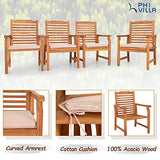 PHI VILLA 9 Pieces Acacia Wood Patio Dining Set for 8, Expandable Teak Dining Table & Wooden Chairs with Cushions, Farmhouse Dining Furniture Set for Outdoor Deck, Yard, Porch PHI VILLA
