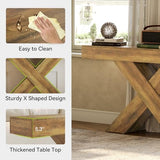 LITTLE TREE Console Table, 55-Inch Entryway Table, X-Shaped Design Narrow Console Table, Sofa Table for Living Room Foyer Hallway, Entryway, Entrance, Foyer, Industrial Wooden, Rustic Brown LITTLE TREE