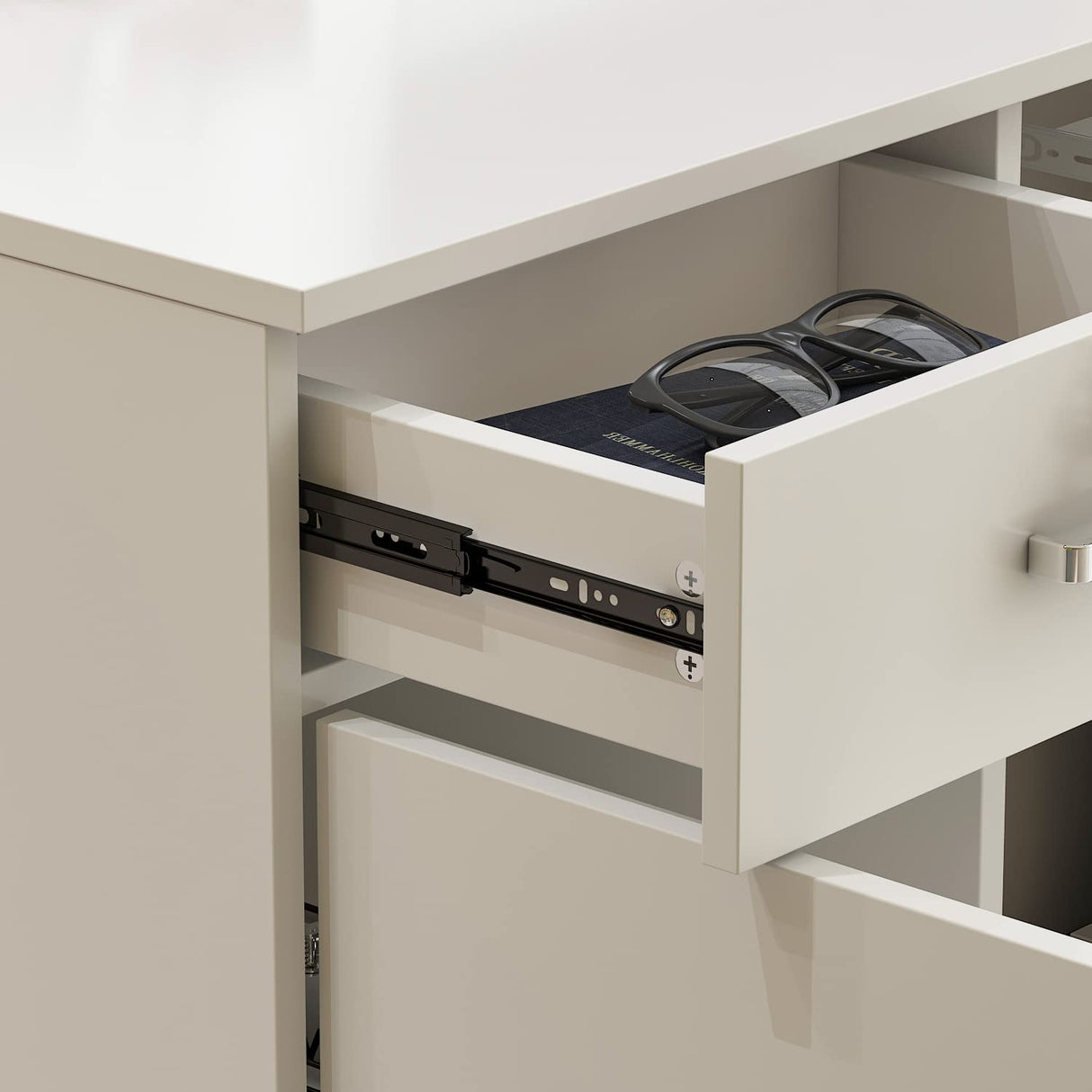 AGOTENI Reception Desk, Front Counter Desk with Lockable Drawer & Bookshelf, L Shape Reception Table Wooden Computer Table for Office, Black AGOTENI