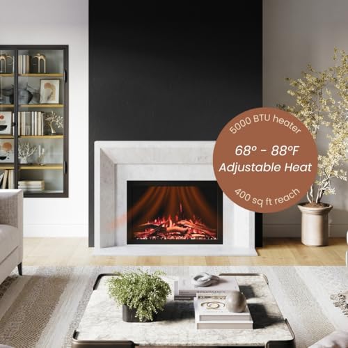 Modern Ember Highmark Traditional 33 Inch Built-in Smart Electric Fireplace Insert | Alexa/WiFi Enabled - Remote Included | Electric Firebox Heater with Multi-Color Flames | 1500W Modern Ember