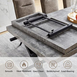 Acanva Expandable Dining Table for 6-8 Seat, Modern Rectangle Design with Extension Leaf for Kitchen Restaurant, Thicker Top and Carbon Steel Pedestal, 74.9''(+40)Wx37''Dx30''H, Dark Grey Acanva