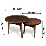 CONSDAN Nesting Table, Wood Coffee Table Set, Side Table Set with Solid Oak Hardwood Structure for Living Room, Bedroom, Balcony CONSDAN