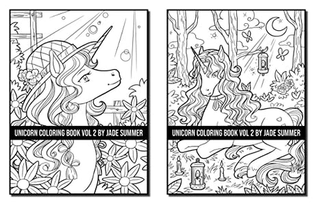 Unicorn Coloring Book: For Adults with Magical Unicorns, Beautiful Flowers, and Relaxing Fantasy Scenes (Volume 2) (Unicorn Coloring Books) WoodArtSupply