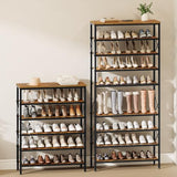 YATINEY 6-Tier Tall Shoe Rack Organizer, Wooden Shoe Storage for Closet Holds 24 Pairs, Sturdy Shoe Shelf with X-Shaped Metal Support, for Entryway, Bedroom, Rustic Brown and Black SS206BR YATINEY