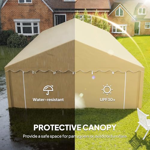 Outsunny 20' x 40' Heavy Duty Party Tent, Galvanized Outdoor Canopy Tent Large Event Shelter with Removable Sidewalls, 12 Windows and 2 Doors, Tents for Parties, Wedding, Events, BBQ Grill, Brown Outsunny