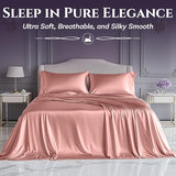 SLEEP SANCTUARY Satin Sheets Twin Size – 3 Piece Luxury Silky Bed Set, Softer Than Silk, 15" Deep Pocket, Cooling & Wrinkle-Free, Moisture-Wicking & Breathable for Hair & Skin (Blush Pink) SLEEP SANCTUARY