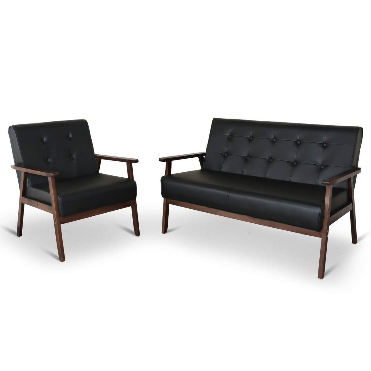 JIASTING Mid-Century Retro Modern Living Room Sofa Set with Loveseat and Seating Sofa Chair, Couch and Lounge Chairs JIASTING