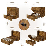 AMERLIFE Twin Size Murphy Bed, Farmhouse Wooden Cabinet with Charging Station and Storage Drawer for Bedroom/Office/Guest Room, Rustic Brown AMERLIFE