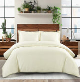 Royal Hotel Bedding Duvet Cover 500 Thread Count 100% Cotton Queen Size, Button Closure, Soft and Cool, 3 Piece Full/Queen Duvet Cover Set, Solid, Ivory Royal Hotel Bedding