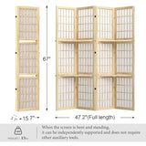 5.6FT Room Divider and Folding Portable Partition Screen, Chinese Japanese Shoji Style with Three Display Shelves for Room Separation - 4 Panel (Natural) Svimi