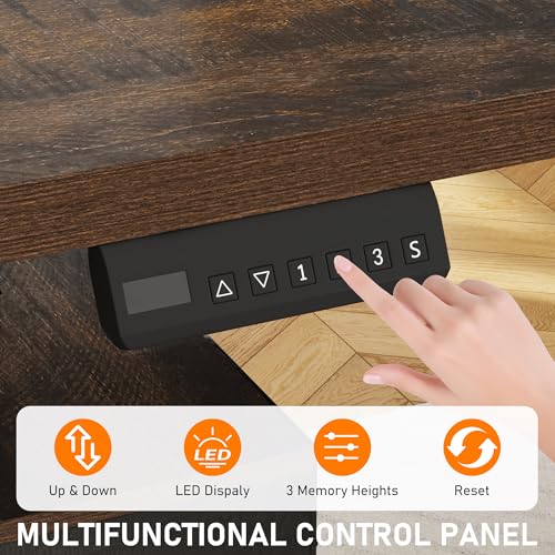 63" Farmhouse Electric Standing Desk Adjustable Height Sit Stand Corner Stand Desks, L Shaped Standing Computer Desk with Power Outlets & Storage Drawers & Sliding Door for Home Office, Black St.Mandyu