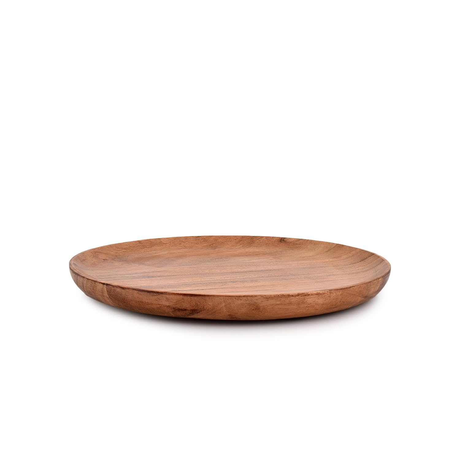 NIRMAN Acacia Wood Dinner Plates Set of 4 for Dishes Snack, Dessert Natural Wood Plates Serving Dinnerware Plate for Dinner (8" x 8" x 0.75") - WoodArtSupply