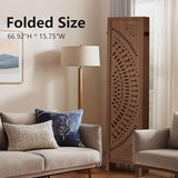 Aletheiawu Room Divider Panel, 6 Panel Boho Room Divider Wall, Wood Room Dividers and Folding Privacy Screens, Boho Room Partitions and Dividers for Bedroom, Dark Brown Aletheiawu