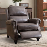 CANMOV Pushback Recliner Chair Faux Leather Armchair Push Back Recliner with Rivet Decoration Single Sofa Accent Chair for Living Room, Dark Grey