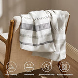 Bedsure Waffle Queen Comforter Set - Linen Soft Cotton Bedding Set for All Seasons, Stripe Fluffy Bed Set 3 Pieces with 1 Waffle Weave Comforter Queen Size and 2 Pillow Shams Bedsure