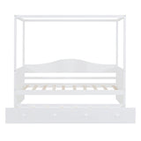 Merax Twin Size Canopy Day Bed with Trundle, White Merax