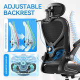 Freepub Ergonomic Office Chair with Headrest 3D, Mesh Office Desk Chair with Adjustable Lumbar Support, Computer Chair with Flip up Armrests, 350LBS Capacity - Design for Home/Offices - Black Freepub