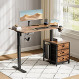 REAHOME Electric Standing Desk with Drawers, 47 x 24 Inches Height Adjustable Sit Stand Desk with Storage, 3 Memory Preset Home Office Computer Desk, Printer Cabinet, Cable Management, Rustic Brown REAHOME