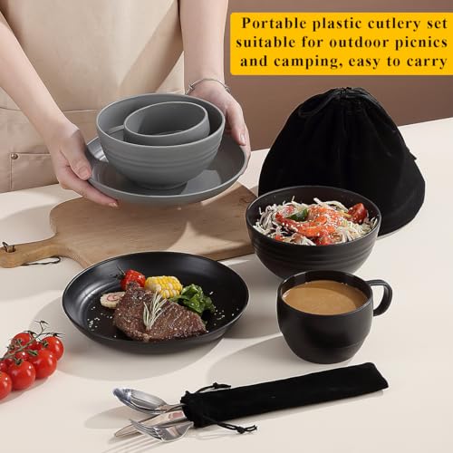 Berglander Camping Mess Kits for 2 Person, Silverware Set Spoons Forks Knives, Camping Essentials Gear, Accessories for Travel, Picnic, Outdoor, Easy to Carry and Clean Berglander