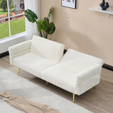 73" Convertible Futon Sofa Bed,Comfy Teddy Fabric Sleeper Couch with 3 Reclining Backrests,Golden Chrome Legs,Modern Cloud Sofa Loveseat for Small Living Room Office (White-Corduroy) Majnesvon