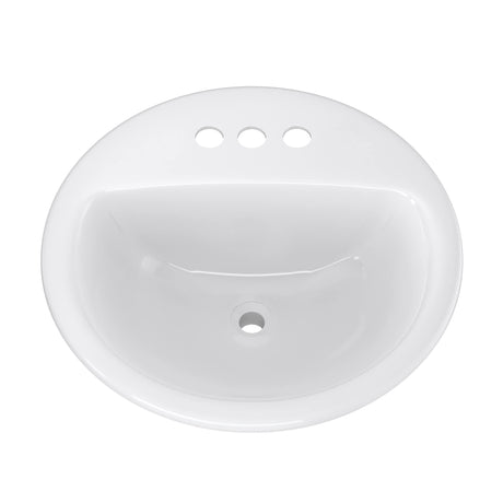 PROFLO PF194R Rockaway 19" Circular Vitreous China Drop In Bathroom Sink with Overflow and 3 Faucet Holes at 4" Centers - White ProFlo