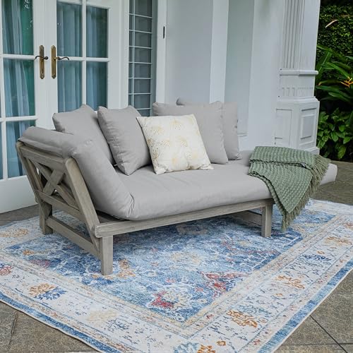 Cambridge Casual West Lake Mahogany Outdoor Convertible Sofa Daybed, Weathered Gray/Oyster Cushion Cambridge Casual