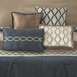 LANCO MODERN LIFESTYLE King Size Comforter Set, Grey Brown, 10 Piece Bed in a Bag for All Seasons, Luxury Extreme Comfort Bedding Sets with Bedskirt, Pillow Shams, Euro Shams and Decor Pillows LANCO MODERN LIFESTYLE