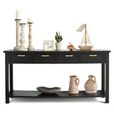 HLXZN Console Table for Entryway, 60 Inch Sofa Table w/4 Drawers and Bottom Shelf Narrow Long Hallway Table for Living Room Entryway Home, Black HLXZN
