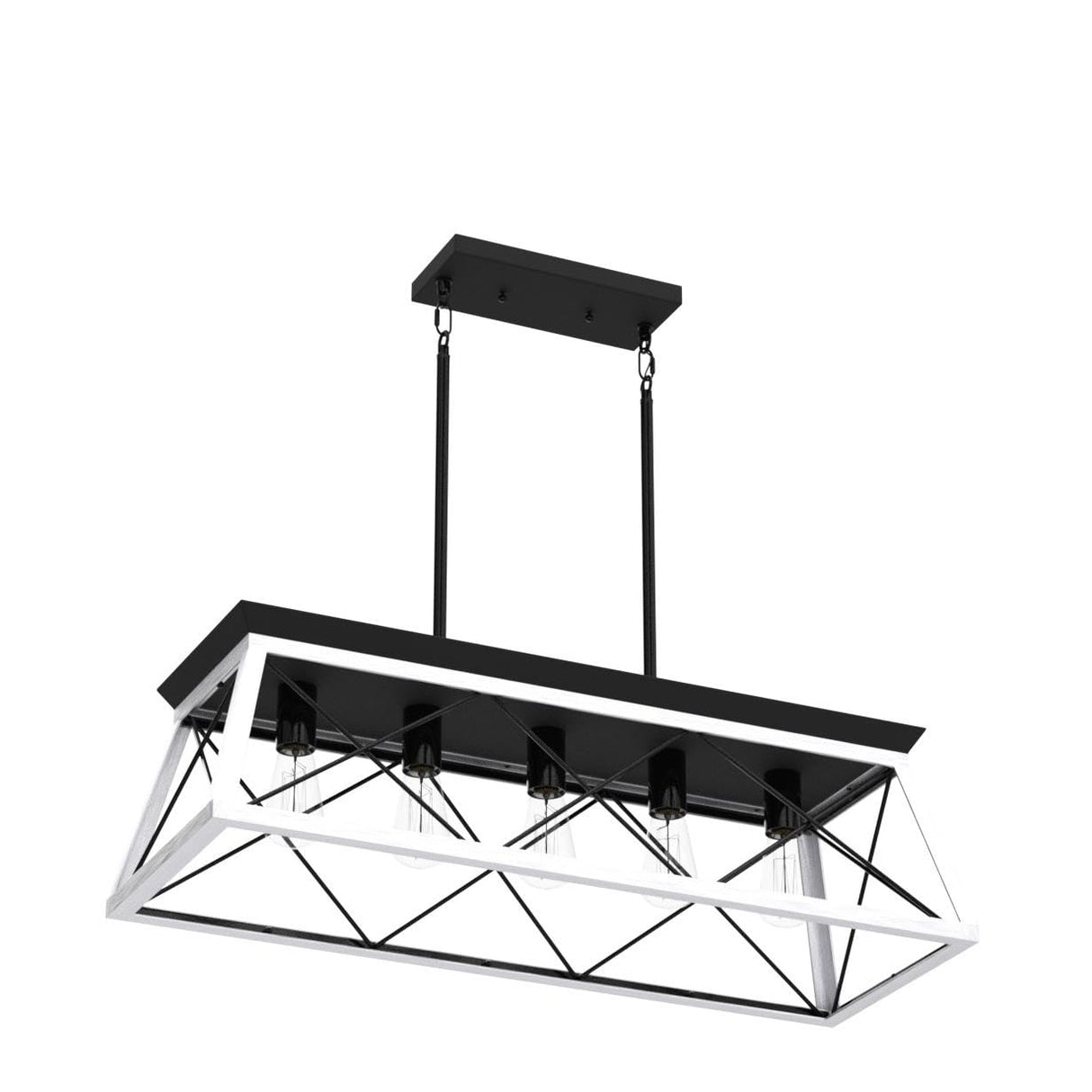 XIPUDA 5-Light Pendant Lights Fixture, Farmhouse Chandeliers for Dining Room, Rustic Island Lights for Kitchen, Rectangular Chandelier Rustic Farmhouse Light Fxiture XIPUDA