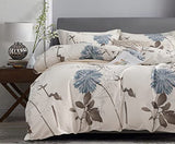 SLEEPBELLA Duvet Cover Queen Size, 600 Thread Count Cotton Botanical Flowers Pattern Printed Reversible Comforter Cover SLEEPBELLA