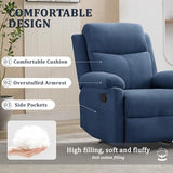 Korser Recliner Chair, Manual Recliner for Adults with Side Pocket, Small Recliners for Small Spaces, Adjustable Comfy Overstuffed Corduroy Reclining Chairs for Living Room, Reading, Bedroom, Blue