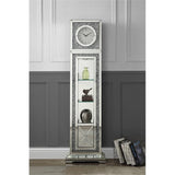 Acme Noralie Grandfather Clock in Mirrored & Faux Diamonds Acme
