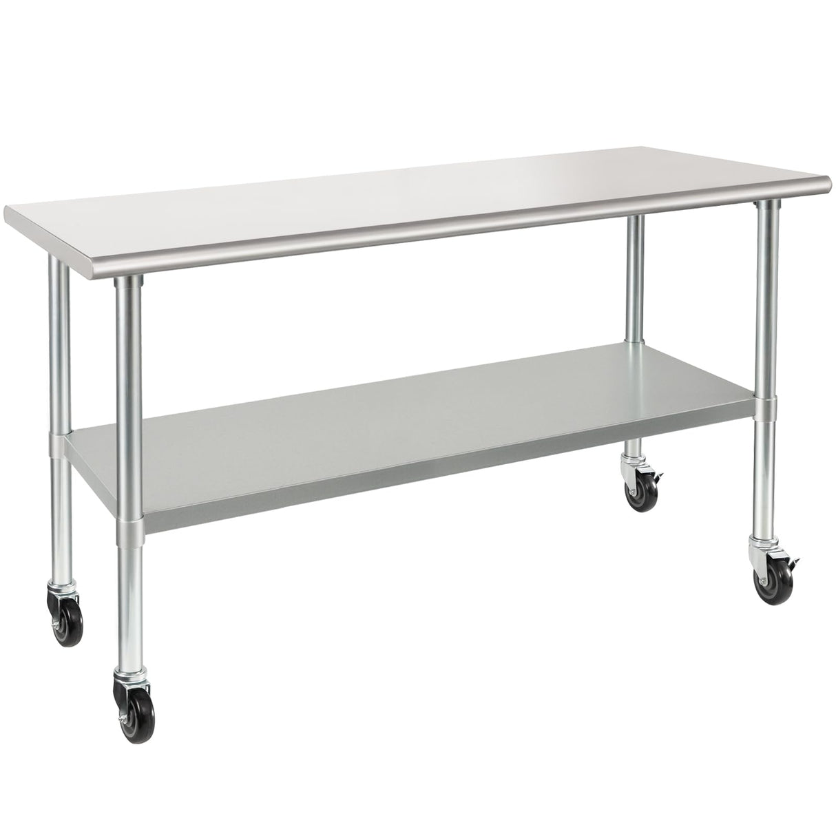 HARDURA Stainless Steel Table with Wheels 24 x 60 Inches Casters NSF Heavy Duty Commercial Work & Prep Table with Undershelf and Galvanized Legs for Restaurant Kitchen Bar and Hotel Garage HARDURA Restaurant Equipment