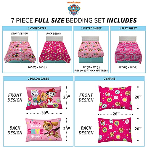 Paw Patrol Girls Kids Bedding Super Soft Comforter And Sheet Set With Sham, 7 Piece Full Size, (Official) Nickelodeon Product By Franco Franco