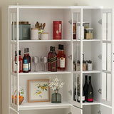 Homsee Modern Tall Bookcase with 3 Glass Doors and 10 Storage Compartments in White Homsee