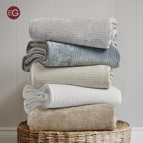 EVERGRACE Velvet Quilt Set Queen Size, Luxurious Soft Quilted Bedding Sets, Lightweight Velvet Comforter for All Season, Striped Channel Bedspread Coverlet with 2 Shams, Urban Taupe EVERGRACE