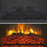 Zokop 25''W Freestanding Electric Fireplace Stove Space Heater with Realistic Flame, Wood Mantel, Remote Control for Home Room Indoor, 1500W-Black Zokop