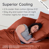 Bambaw 100% Viscose Derived from Bamboo Sheets Queen Size Set – 4pcs Cooling Sheets Queen, Luxury Bedding, Soft & Breathable, Deep Pocket Fits Up to 16'' Mattresses (Terracotta) Bambaw